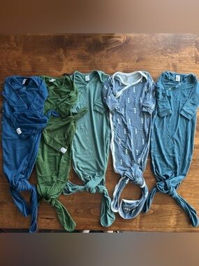 Bundle Lot of 5 Copper Pearl Knotted Sleep Gowns Solid Blue Green Arrows